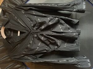 Black collared dress shirt, New York and Company size 6 with side half zipper